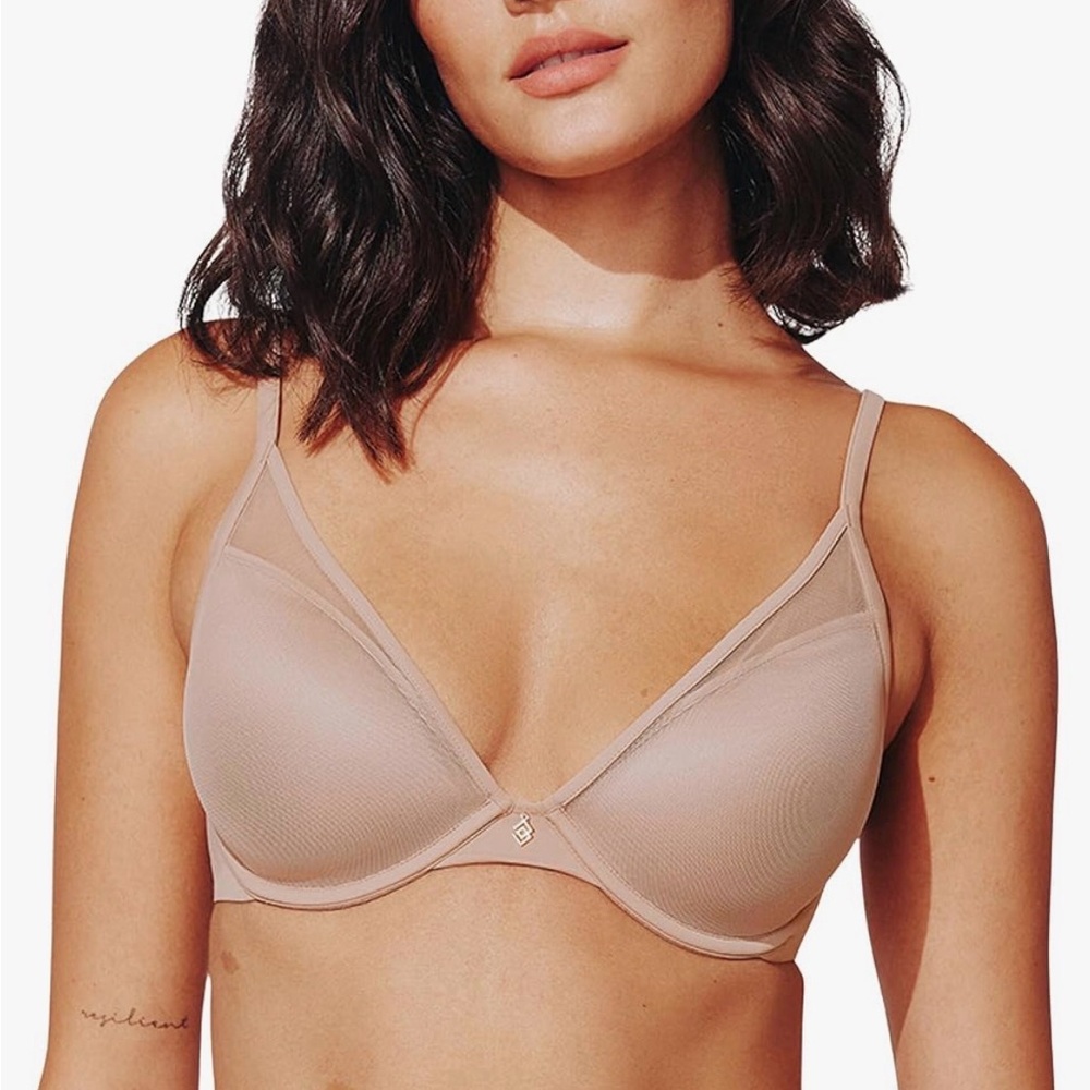 Thirdlove Uplift Plunge Bra Taupe, size 38B